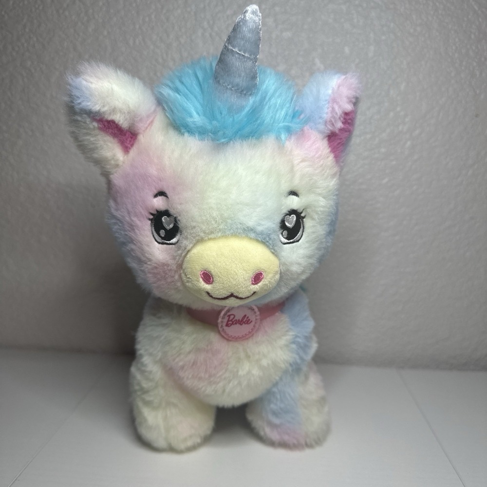 Barbie Stuffed Unicorn Plush Toy - Soft & Cuddly 9" Pastel Rainbow Colors Mattel